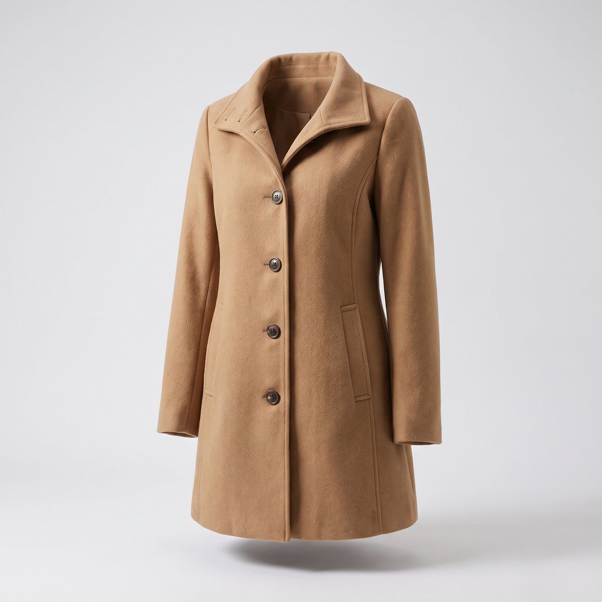 Women's Wool Look Straight Cut Coat with Button Front - image 5