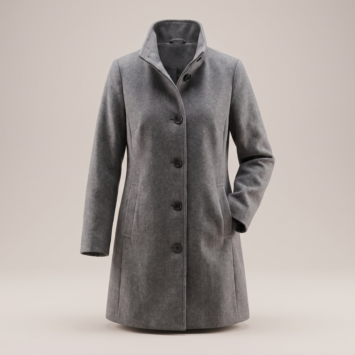 Women's Wool Look Straight Cut Coat with Button Front - image 7