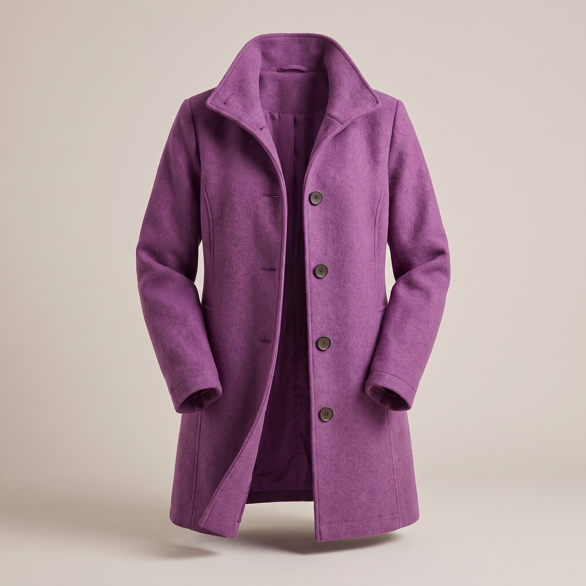Women's Wool Look Straight Cut Coat with Button Front - image 8