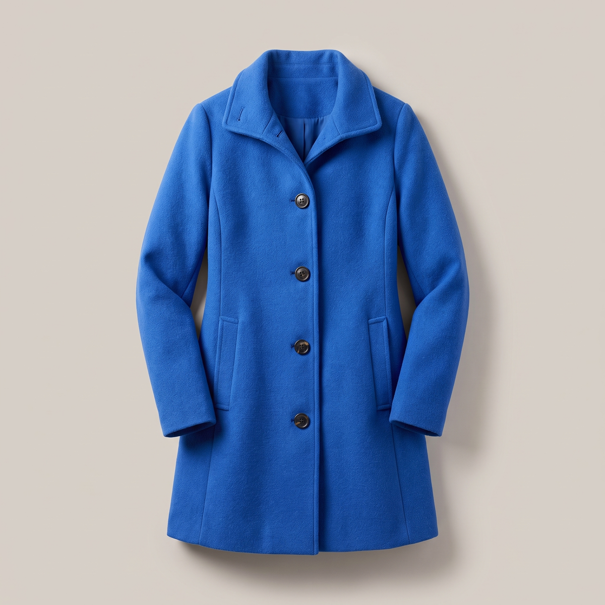Women's Wool Look Straight Cut Coat with Button Front - image 13