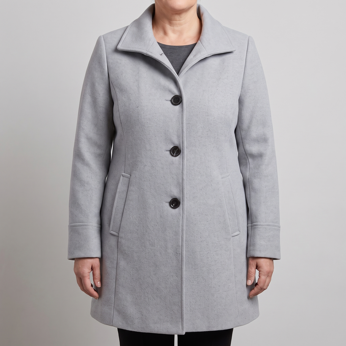 Women's Wool Look Straight Cut Coat with Button Front - image 1