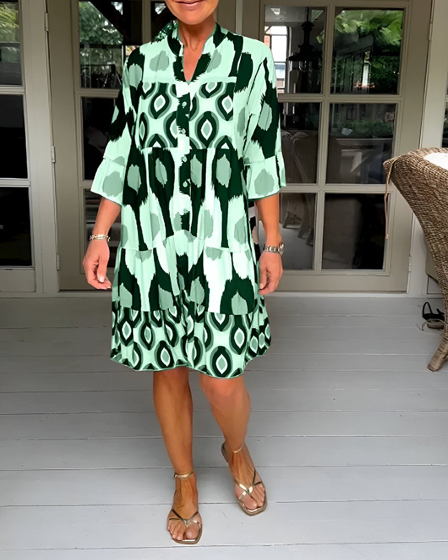 Parker™ | Geometric Tiered Midi Dress