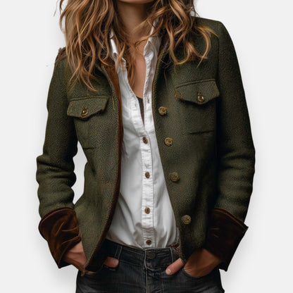 Women's Herringbone Tweed Look Jacket - image 1