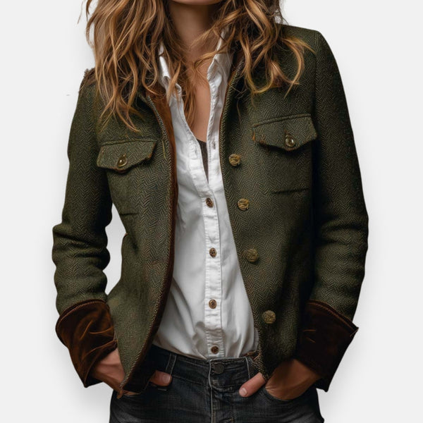 Women's Herringbone Tweed Look Jacket - image 1