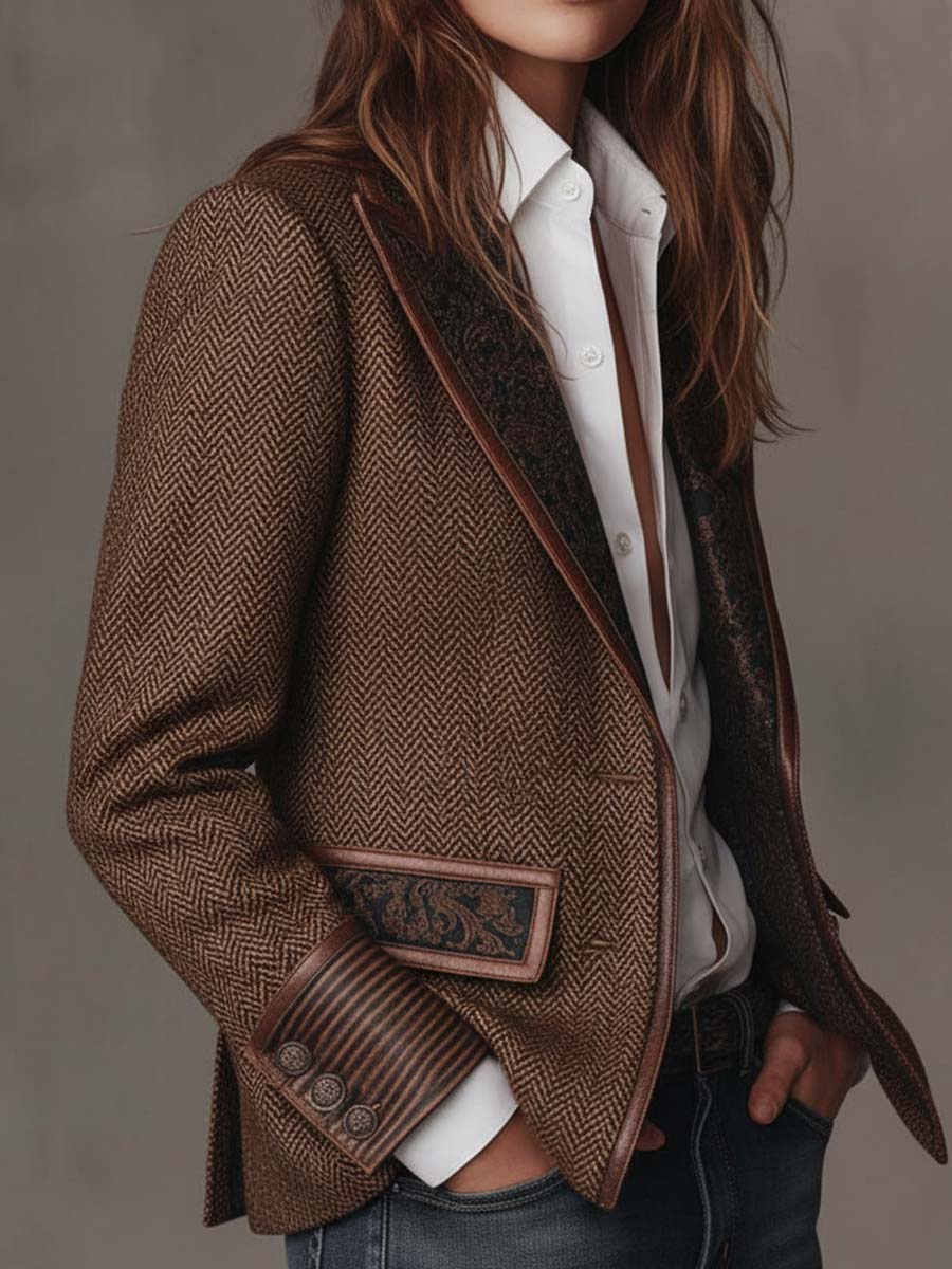 Gisèle | Blazer with Chevron Print Inserts