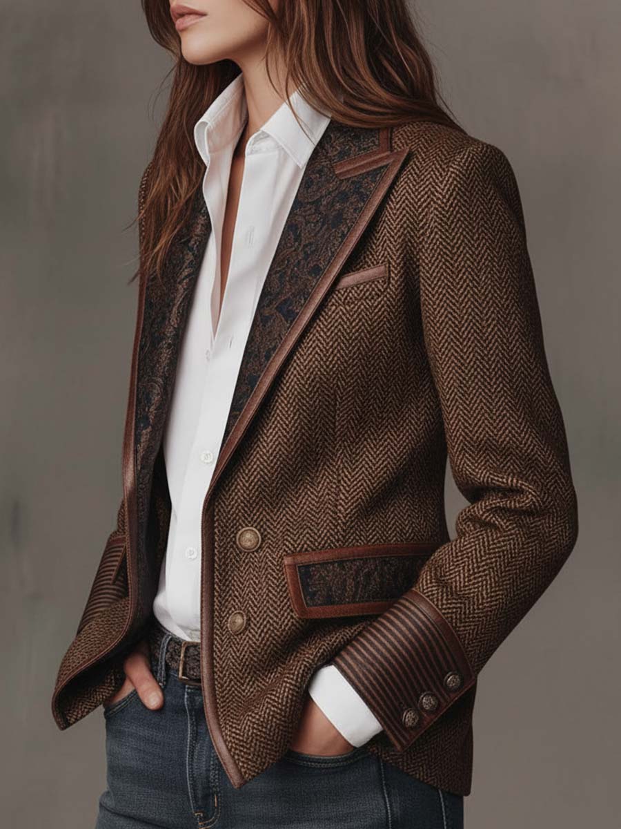 Gisèle | Blazer with Chevron Print Inserts