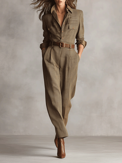 Célia | Brown Jumpsuit with Sophisticated Details