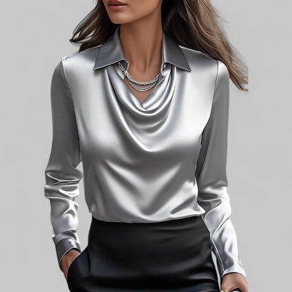 Women's Satin Look Cowl Neck Blouse - image 8