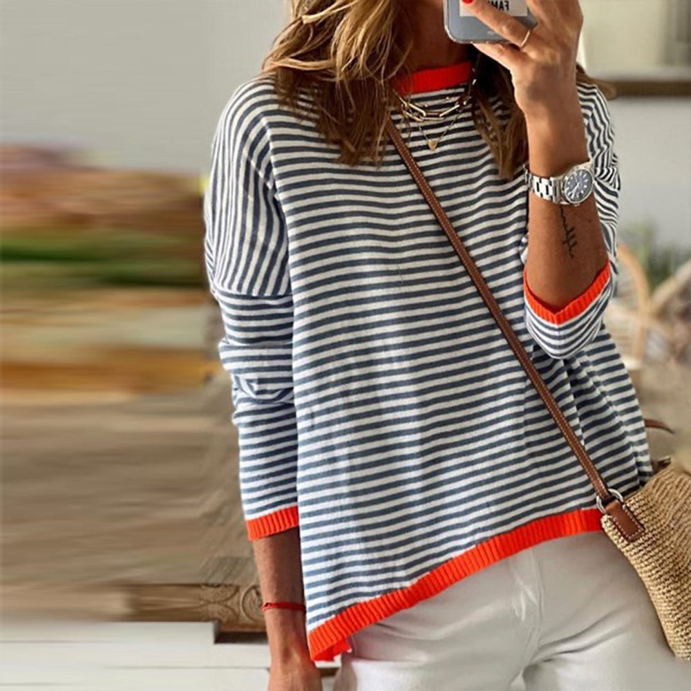 Women's Striped T-Shirt with Round Neck - image 1