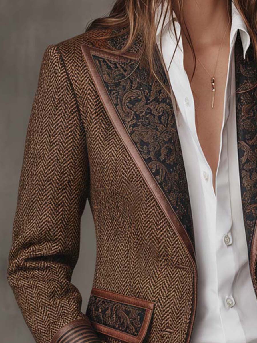 Gisèle | Blazer with Chevron Print Inserts