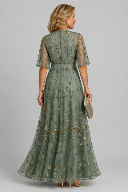 Solenne | Floral Midi Dress with Halter Neck