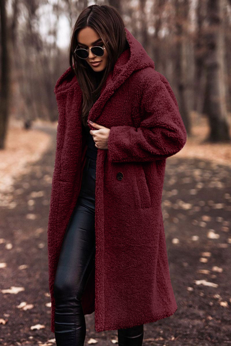 Women's Knee-Length Hooded Coat - image 9