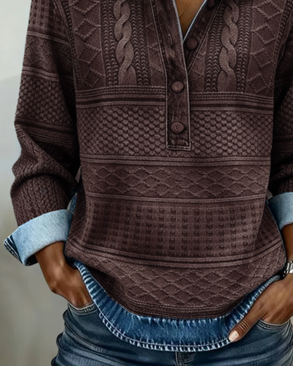 Women's Half-Button Sweatshirt with Polo Collar - image 5
