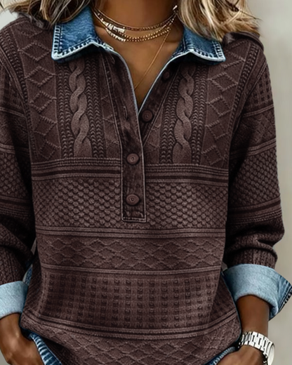 Women's Half-Button Sweatshirt with Polo Collar - image 4