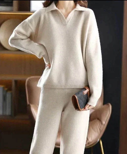 Women's Oversized Polo Collar Knit Jumper and Trousers Lounge Set - image 1