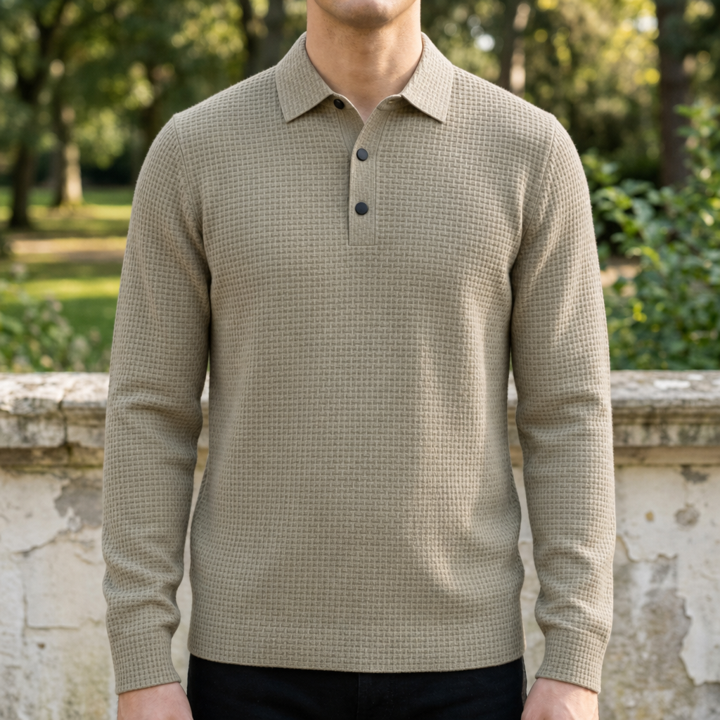 Men's Textured Knit Polo Shirt - image 3