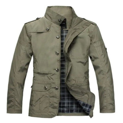 Men's Winter Jacket with Zip and Button Fastening and Multiple Pockets - image 4
