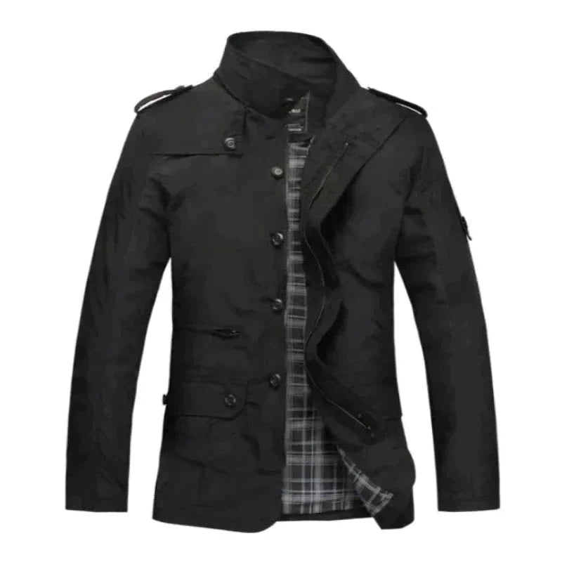 Men's Winter Jacket with Zip and Button Fastening and Multiple Pockets - image 3