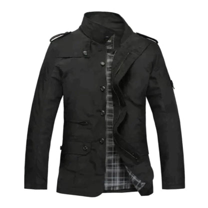 Men's Winter Jacket with Zip and Button Fastening and Multiple Pockets - image 3