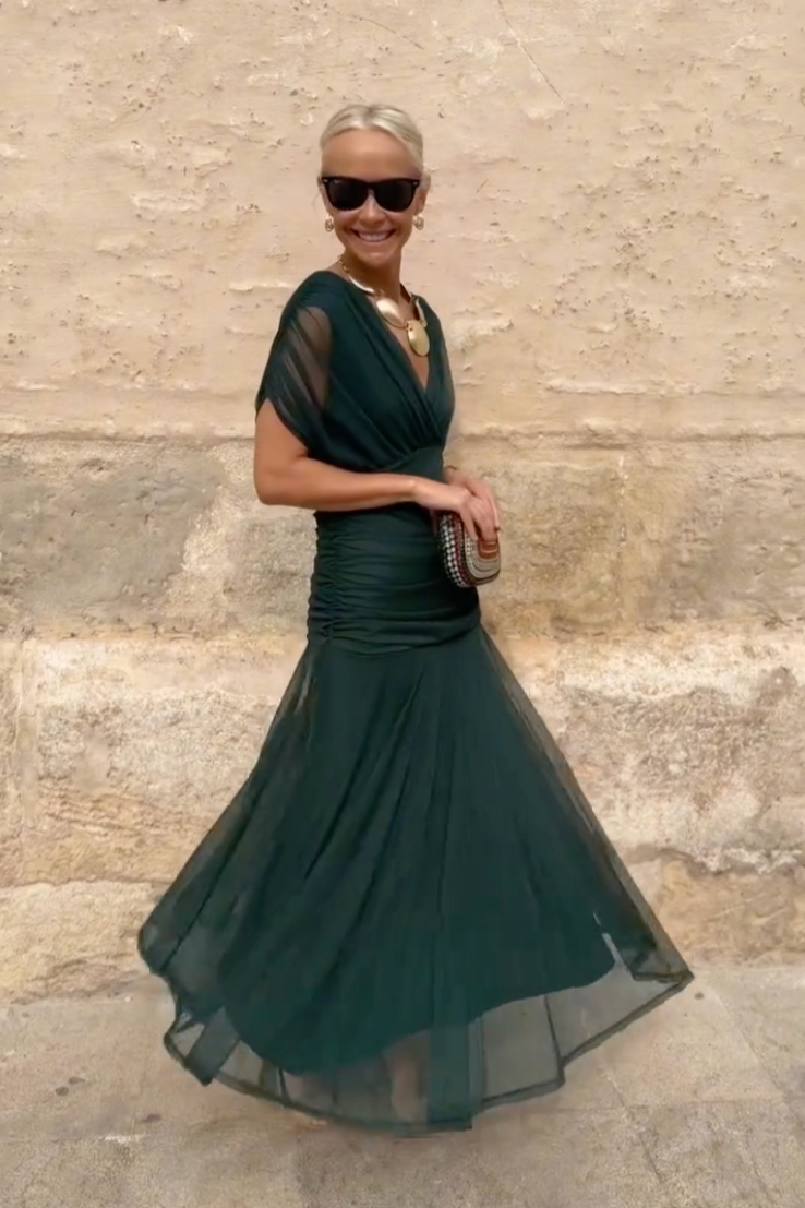 Luisa | Elegant Long Party Dress with V-Neck