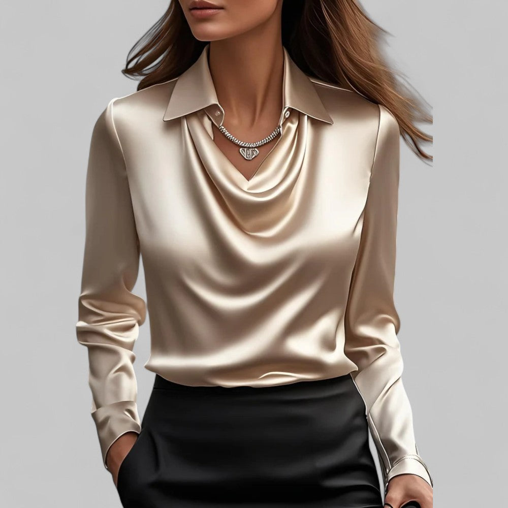 Women's Satin Look Cowl Neck Blouse - image 5