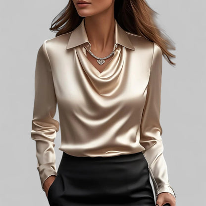 Women's Satin Look Cowl Neck Blouse - image 5