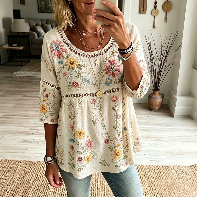 ROSA™ - Floral Openwork Blouse