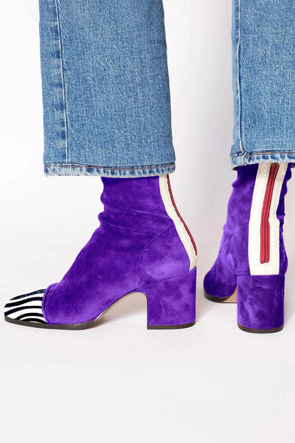 Women's Square Toe Ankle Boots with Block Heel - image 2