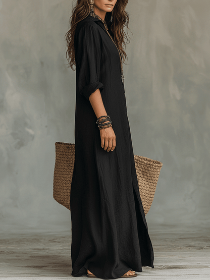 Timeless Button Maxi Dress – Elegant, Lightweight & Easy Fit