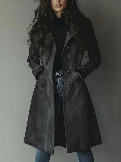 Women's Suede Look Trench Coat - image 7