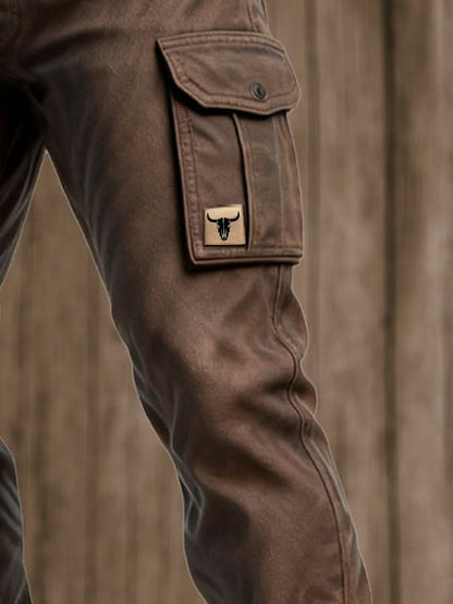 Men's Utility Cargo Trousers with Button Flap Pockets - image 5