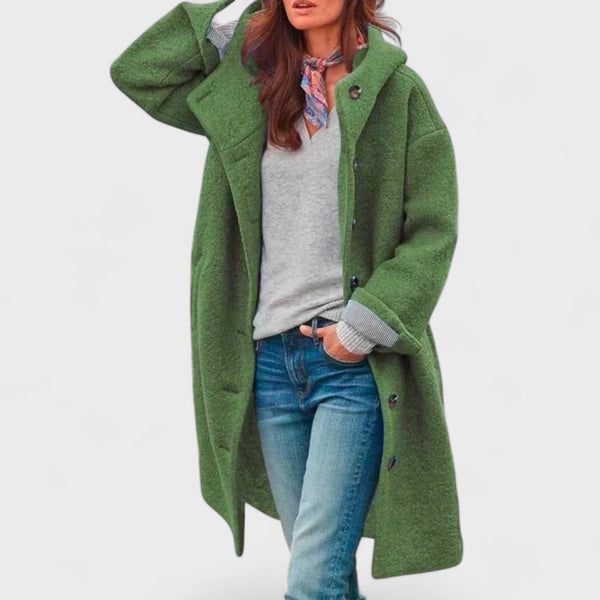 Women's Wool Look Jacket with Collar and Pockets - image 1