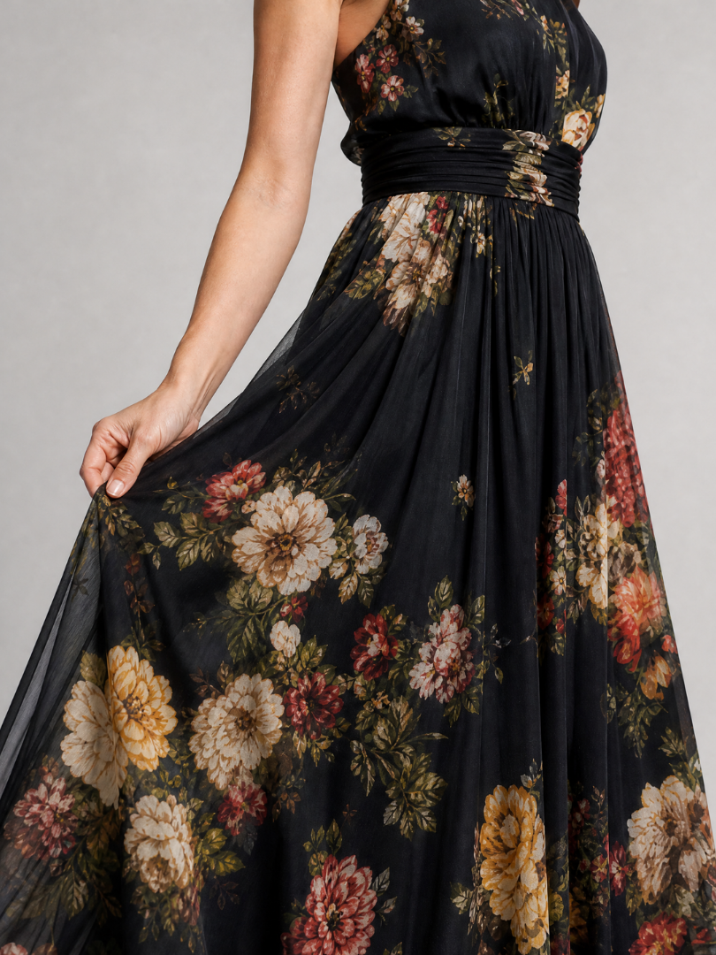 Sienna | Floral Halter Neck Midi Dress for Women