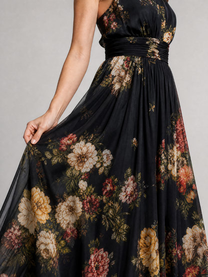 Sienna | Floral Halter Neck Midi Dress for Women