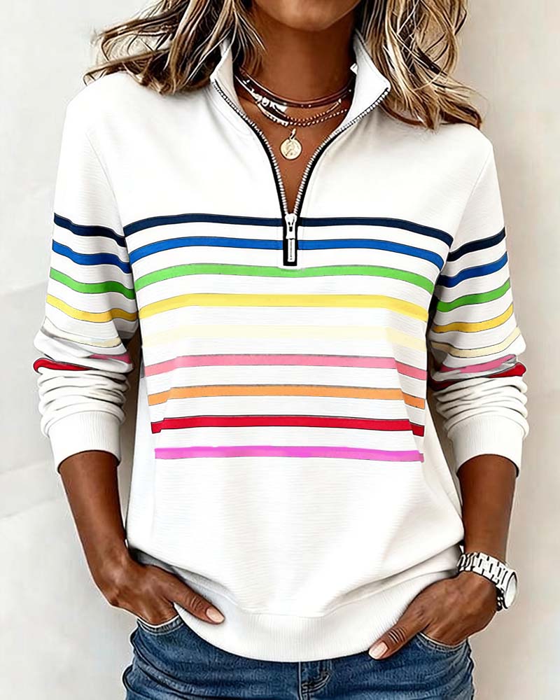 Women's Multicolour Striped Pullover Jumper - image 3