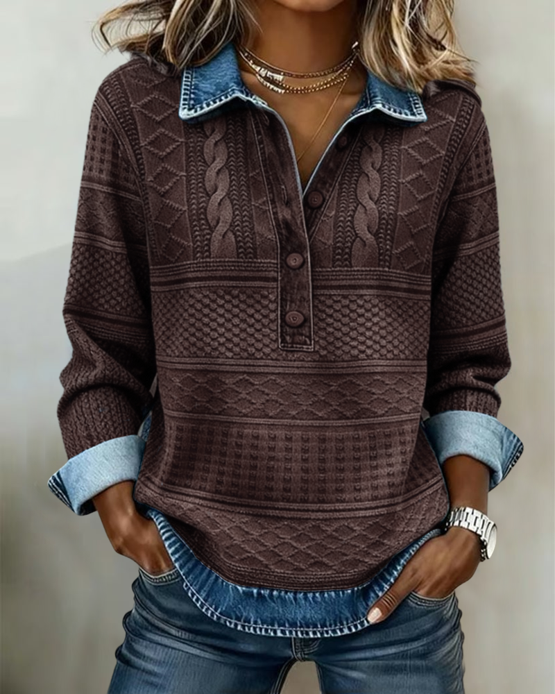 Women's Half-Button Sweatshirt with Polo Collar - image 3