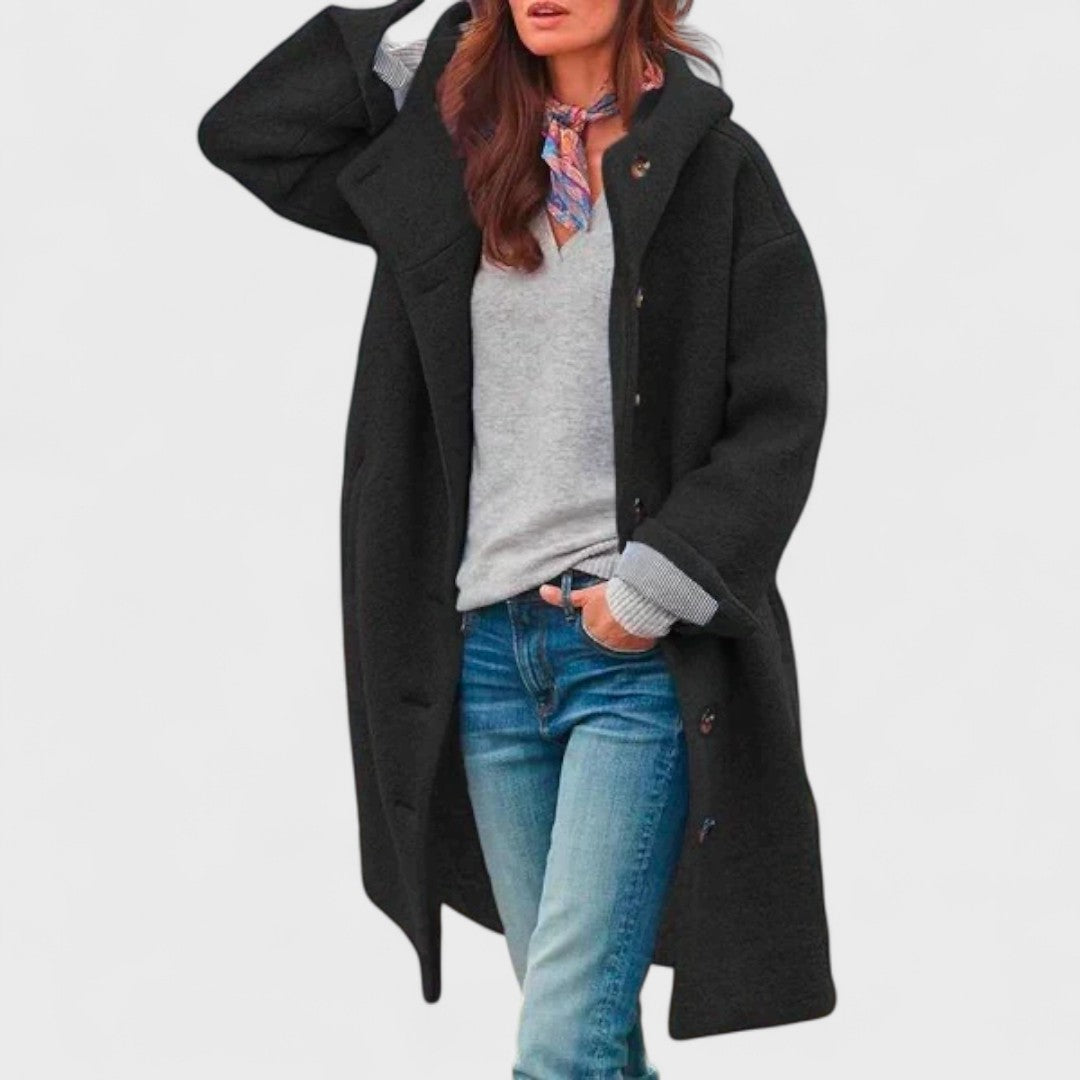 Women's Wool Look Jacket with Collar and Pockets - image 2