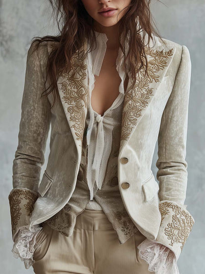 Constance | Ivory Blazer Tailored Embroidery