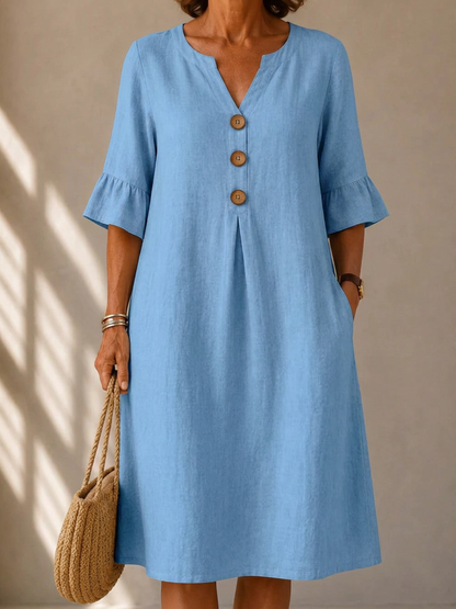 Lina | Buttoned Box Pleat Dress