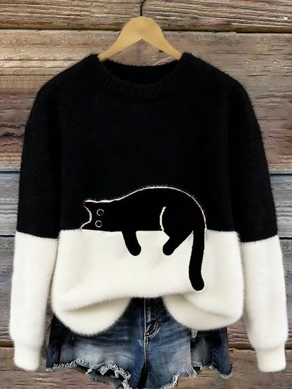 Aileen™ | Elegant Cat Print Oversized Sweater
