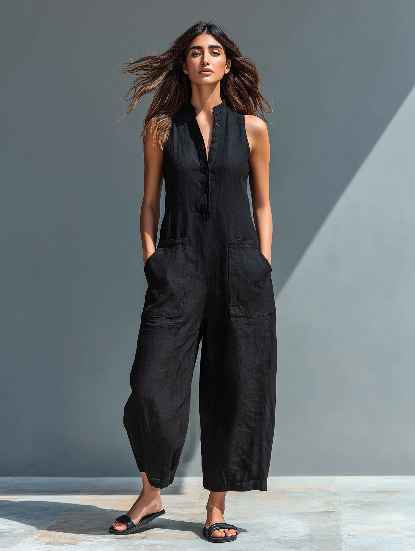 Sleeveless Linen Jumpsuit Marbella