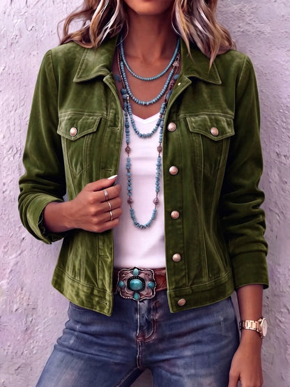 Women's Vintage Wash Button-Front Jacket with Chest Pockets - image 3