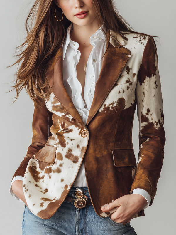 Agathe | Vintage Printed Cow Blazer Eco-Friendly