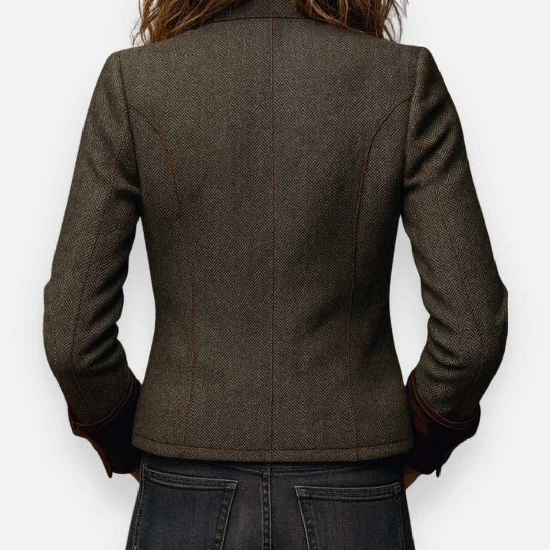 Women's Herringbone Tweed Look Jacket - image 4