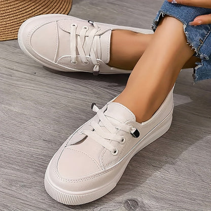 Women's Slip-On Trainers with Decorative Laces - image 1