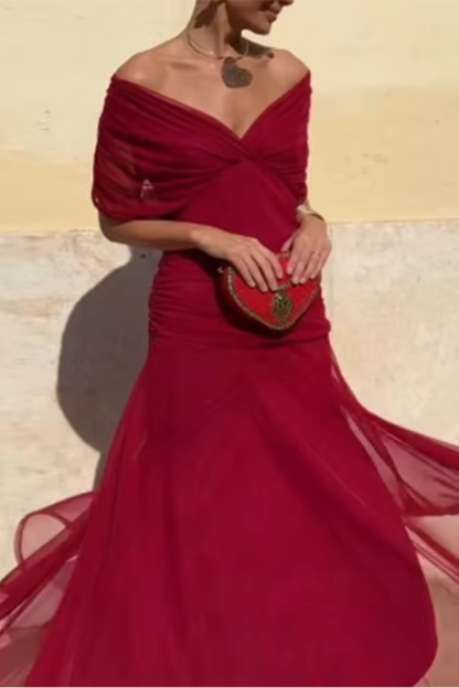 Luisa | Elegant Long Party Dress with V-Neck