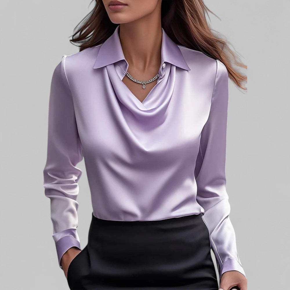 Women's Satin Look Cowl Neck Blouse - image 7