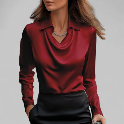 Women's Satin Look Cowl Neck Blouse - image 4
