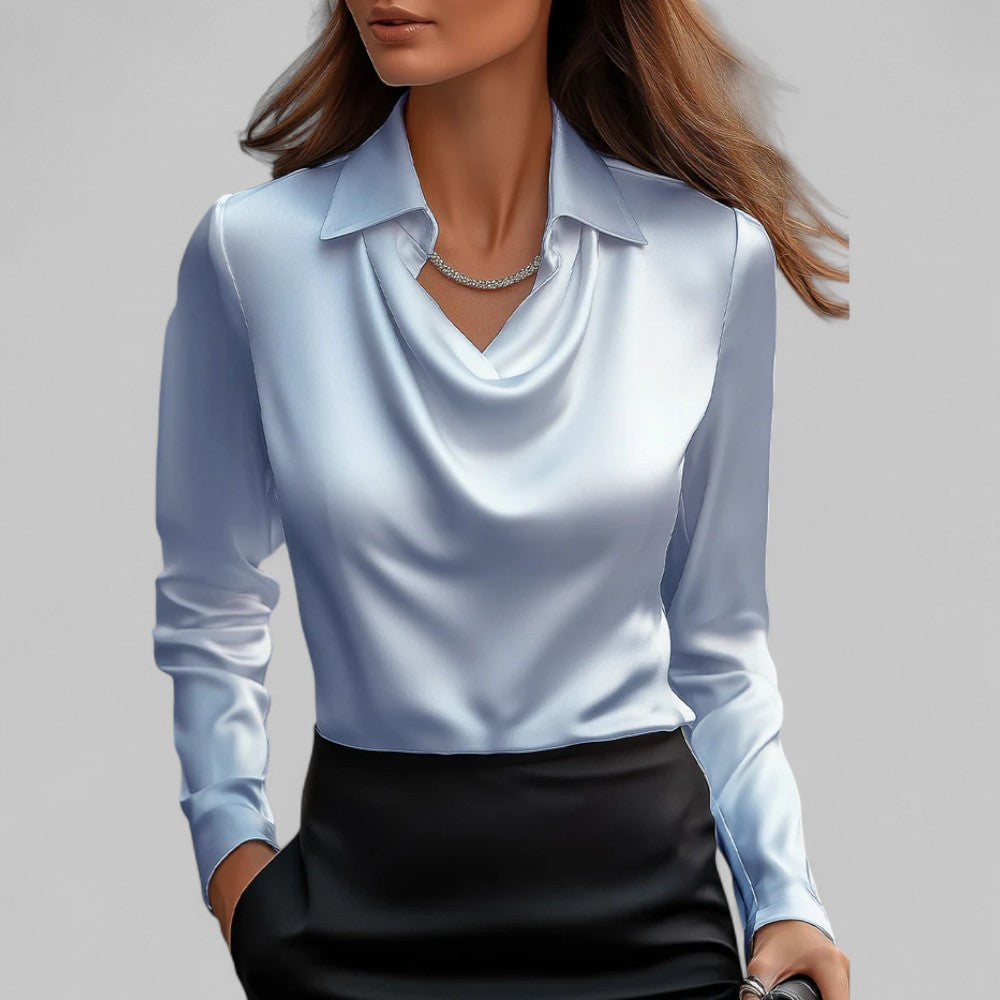 Women's Satin Look Cowl Neck Blouse - image 6
