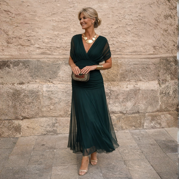 Norma - Off-Shoulder Chiffon Wrap Dress